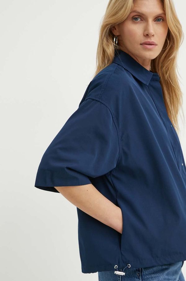 Samsoe Samsoe Košulja Samsoe Samsoe SALULU za žene, boja: tamno plava, relaxed, s klasičnim ovratnikom, F24200094