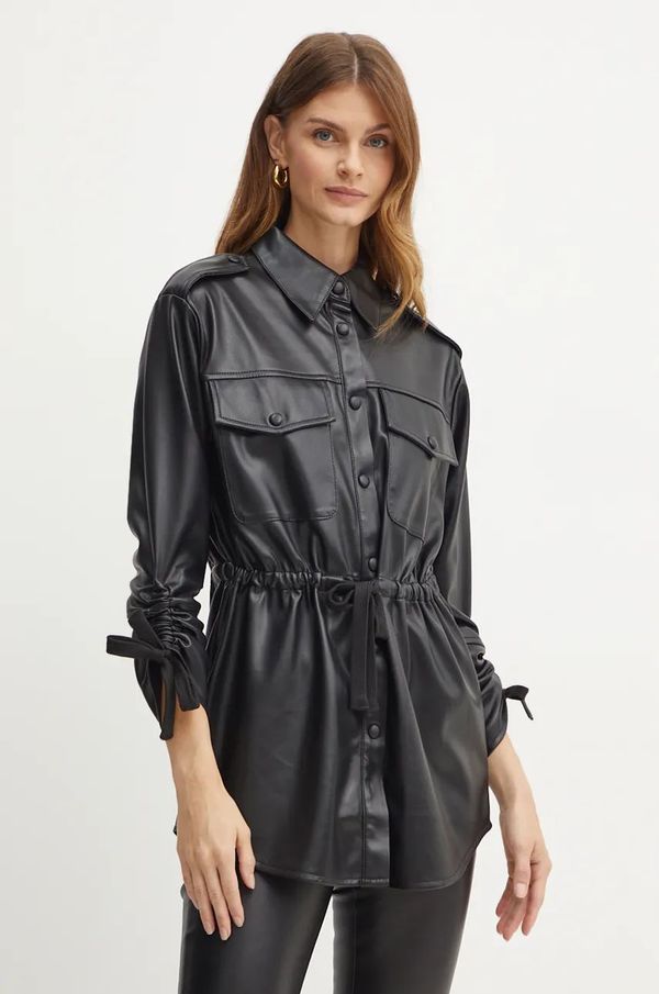 Silvian Heach Košulja Silvian Heach GEMMAN za žene, boja: crna, regular, s klasičnim ovratnikom, GPA24215CA