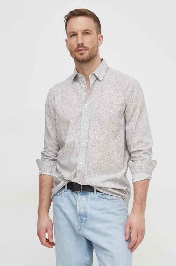 Sisley Košulja Sisley za muškarce, boja: siva, regular, s klasičnim ovratnikom