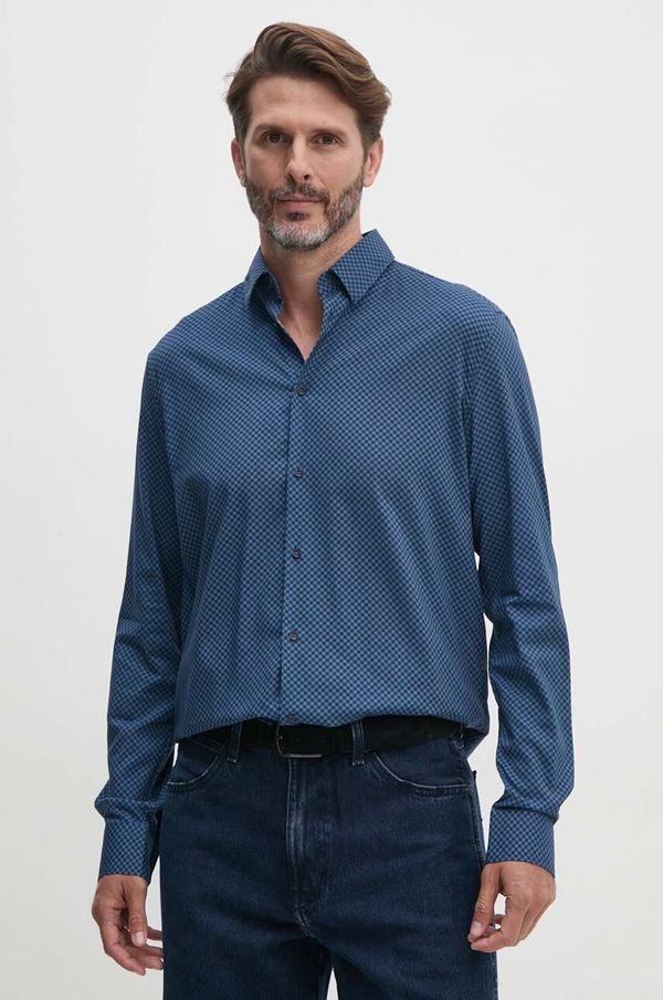 Sisley Košulja Sisley za muškarce, boja: tamno plava, regular, s klasičnim ovratnikom, 535VSQ03S