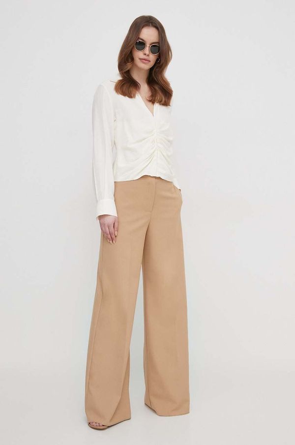 Sisley Košulja Sisley za žene, boja: bež, regular, s klasičnim ovratnikom