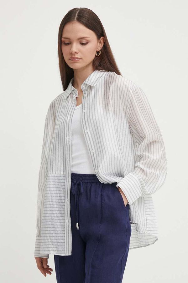 Sisley Košulja Sisley za žene, boja: bijela, relaxed, s klasičnim ovratnikom