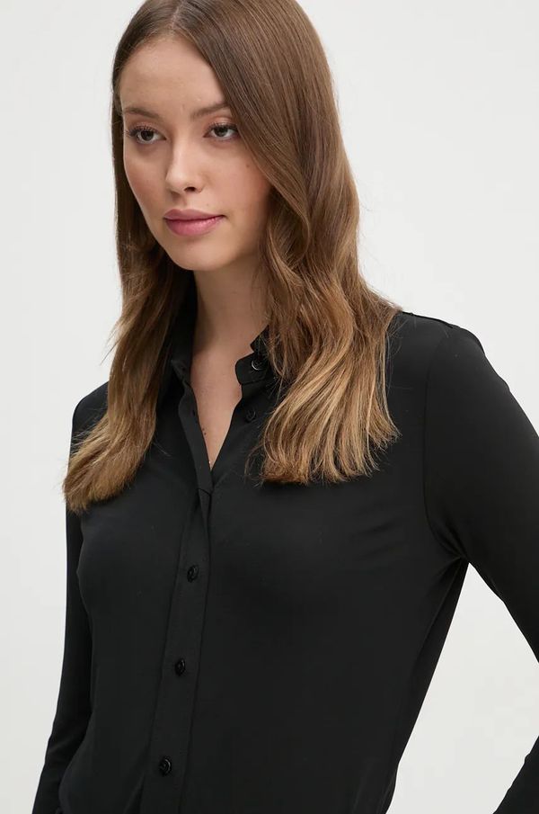 Sisley Košulja Sisley za žene, boja: crna, regular, s klasičnim ovratnikom, 54HXLQ087