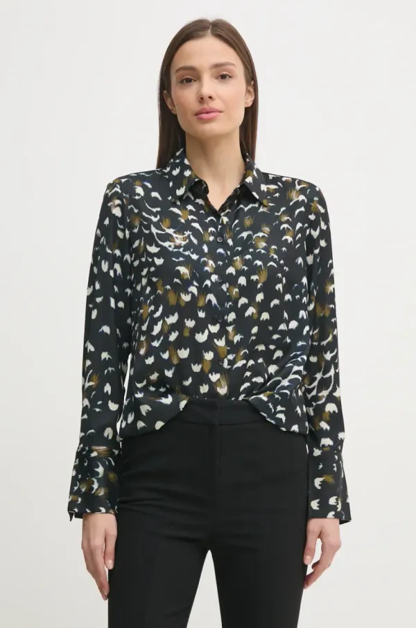 Sisley Košulja Sisley za žene, boja: crna, regular, s klasičnim ovratnikom, 5V2SLQ025