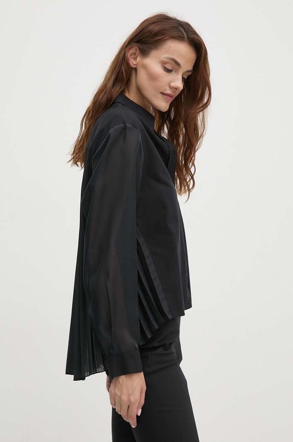 Sisley Košulja Sisley za žene, boja: crna, regular, s klasičnim ovratnikom, 5Y3HLQ07N