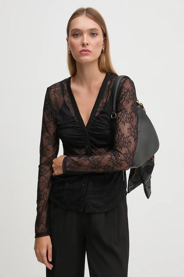 Sisley Košulja Sisley za žene, boja: crna, slim, 59IWLQ07O