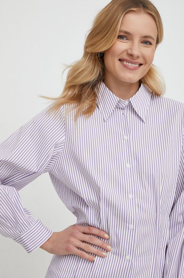 Sisley Košulja Sisley za žene, boja: ljubičasta, slim, s klasičnim ovratnikom