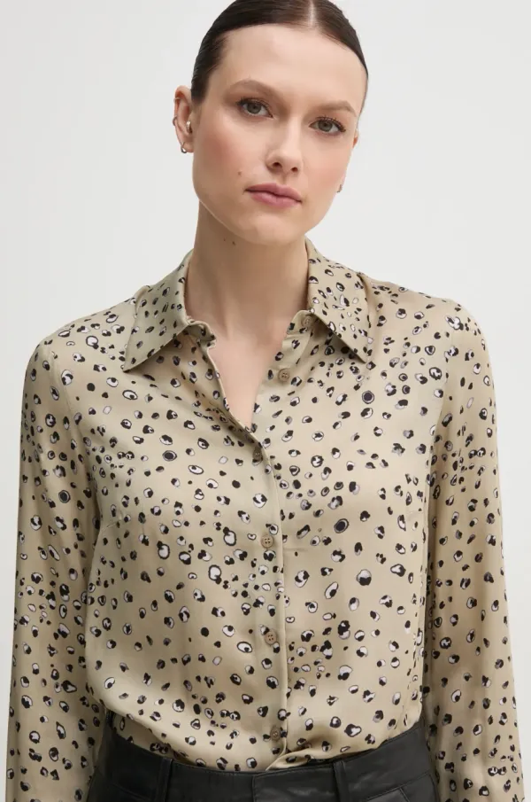 Sisley Košulja Sisley za žene, boja: zelena, regular, s klasičnim ovratnikom, 5PHVLQFF7