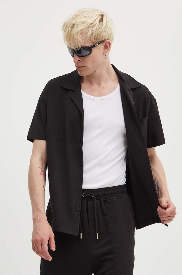 Sixth June Košulja Sixth June za muškarce, boja: crna, relaxed, s klasičnim ovratnikom