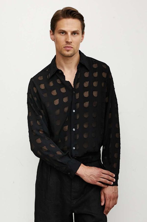 Sunflower Košulja Sunflower za muškarce, boja: crna, regular, s klasičnim ovratnikom, 1225