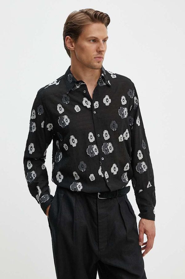 Sunflower Košulja Sunflower za muškarce, boja: crna, relaxed, s klasičnim ovratnikom, 1224