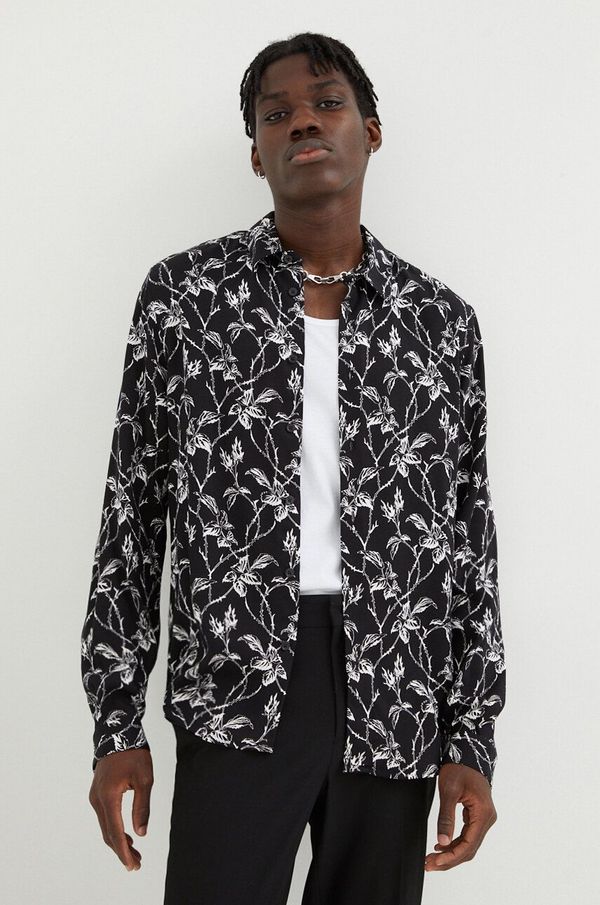 The Kooples Košulja The Kooples za muškarce, boja: crna, regular, s klasičnim ovratnikom