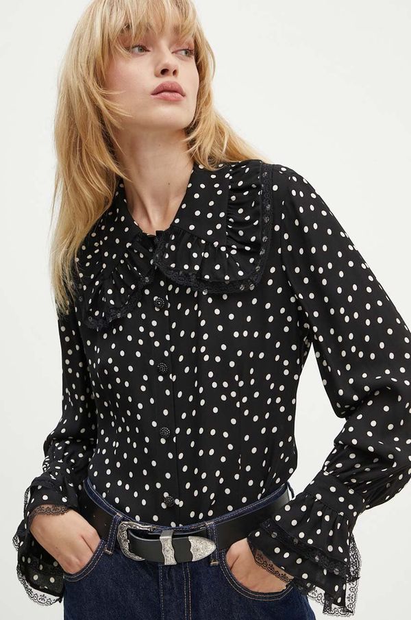 The Kooples Košulja The Kooples za žene, boja: crna, regular, s klasičnim ovratnikom, FCCL29005K