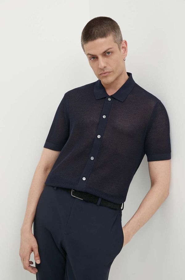 Theory Košulja Theory za muškarce, boja: tamno plava, regular, s talijanskim ovratnikom, N0484709