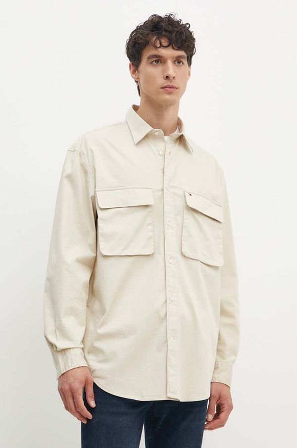 Tommy Hilfiger Košulja Tommy Hilfiger za muškarce, boja: bež, regular, s klasičnim ovratnikom, MW0MW35817