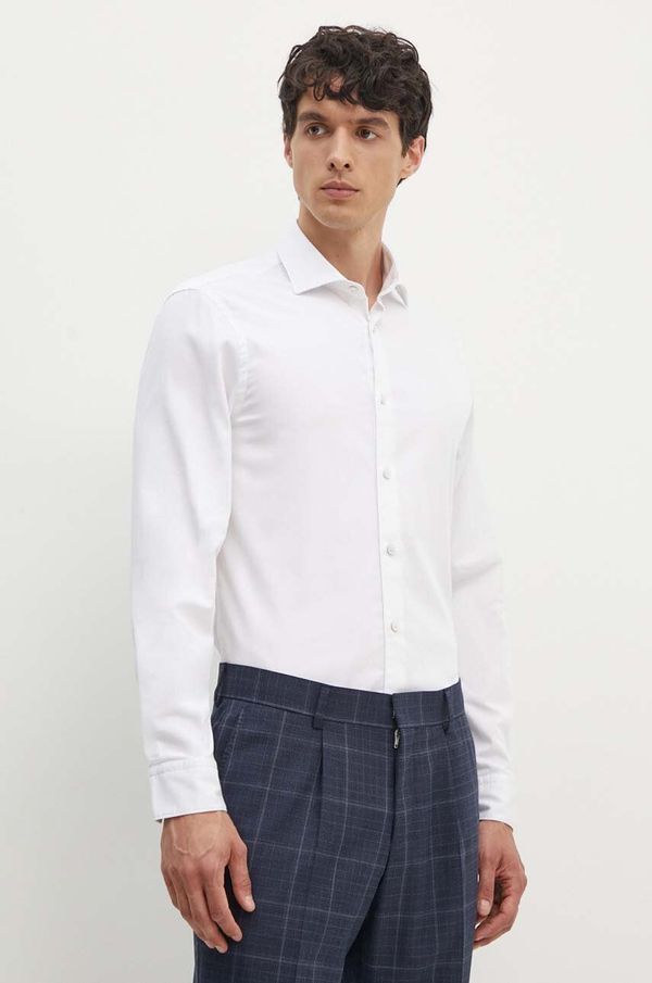 Tommy Hilfiger Košulja Tommy Hilfiger za muškarce, boja: bijela, slim, s talijanskim ovratnikom, MW0MW35783