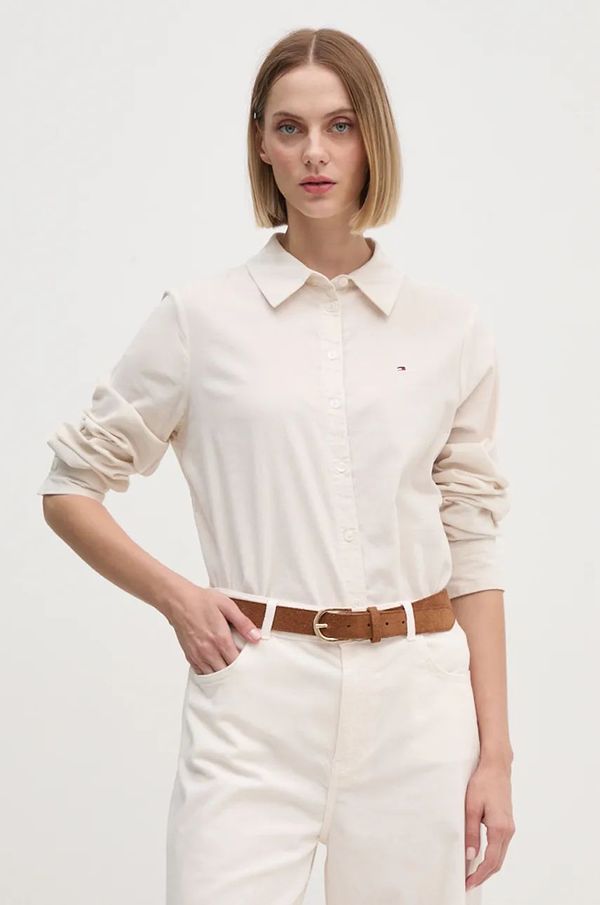 Tommy Hilfiger Košulja Tommy Hilfiger za žene, boja: bež, regular, s klasičnim ovratnikom, WW0WW43563