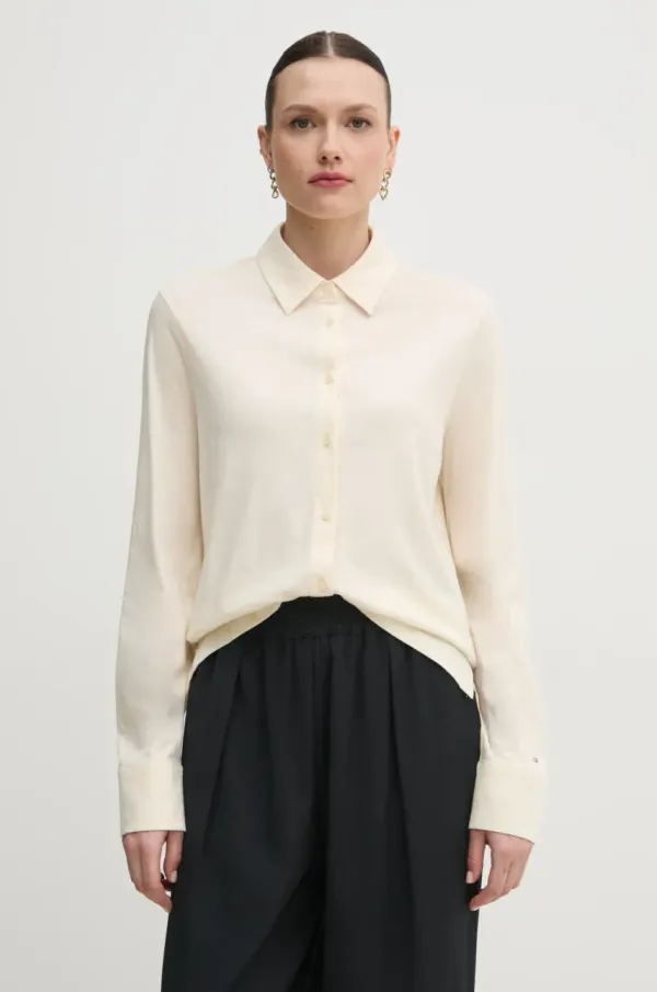 Tommy Hilfiger Košulja Tommy Hilfiger za žene, boja: bež, regular, s klasičnim ovratnikom, WW0WW45983