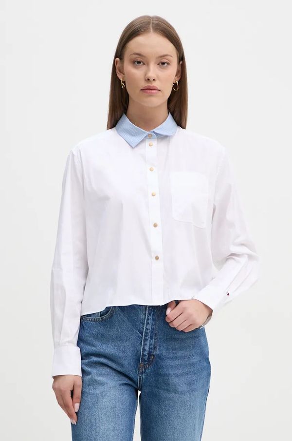 Tommy Hilfiger Košulja Tommy Hilfiger za žene, boja: bijela, relaxed, s klasičnim ovratnikom, WW0WW43048