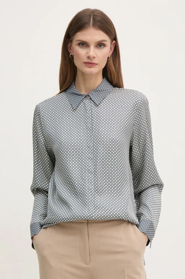 Tommy Hilfiger Košulja Tommy Hilfiger za žene, boja: siva, regular, s klasičnim ovratnikom, WW0WW44036