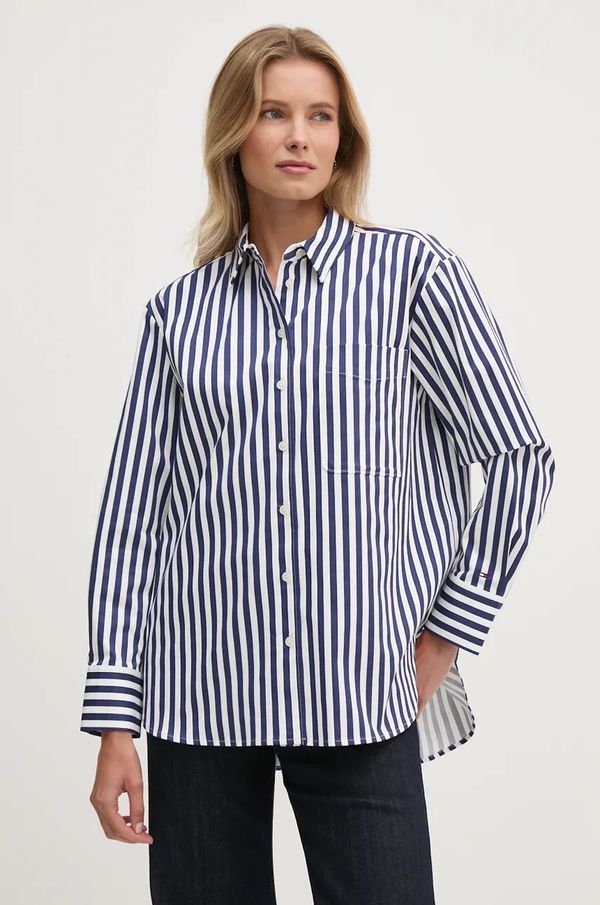 Tommy Hilfiger Košulja Tommy Hilfiger za žene, boja: tamno plava, regular, s klasičnim ovratnikom, WW0WW43044