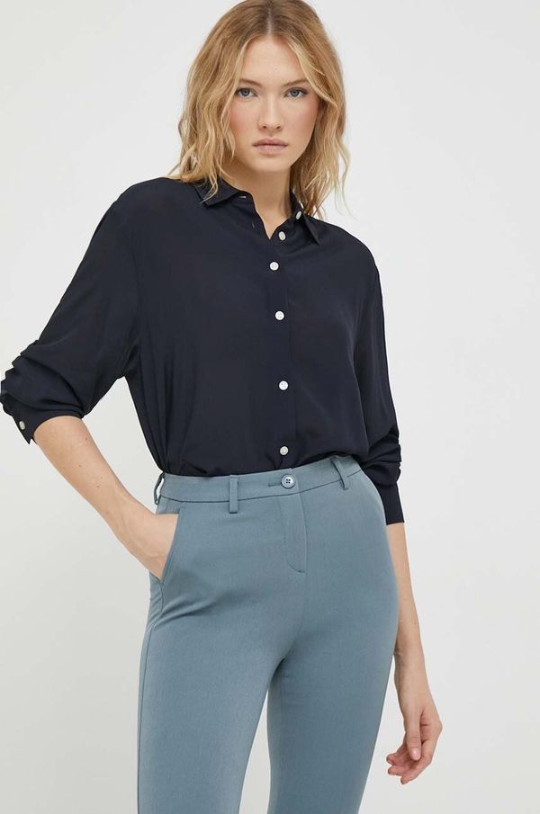 Tommy Hilfiger Košulja Tommy Hilfiger za žene, boja: tamno plava, relaxed, s klasičnim ovratnikom