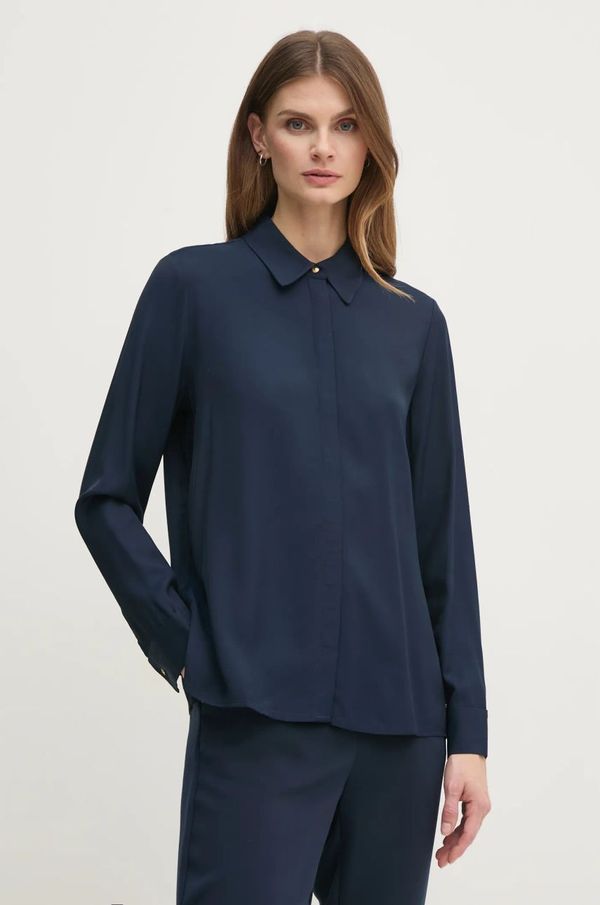 Tommy Hilfiger Košulja Tommy Hilfiger za žene, boja: tamno plava, relaxed, s klasičnim ovratnikom, WW0WW44045
