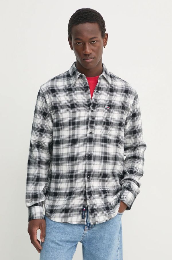 Tommy Jeans Košulja Tommy Jeans za muškarce, boja: crna, regular, s klasičnim ovratnikom, DM0DM20670