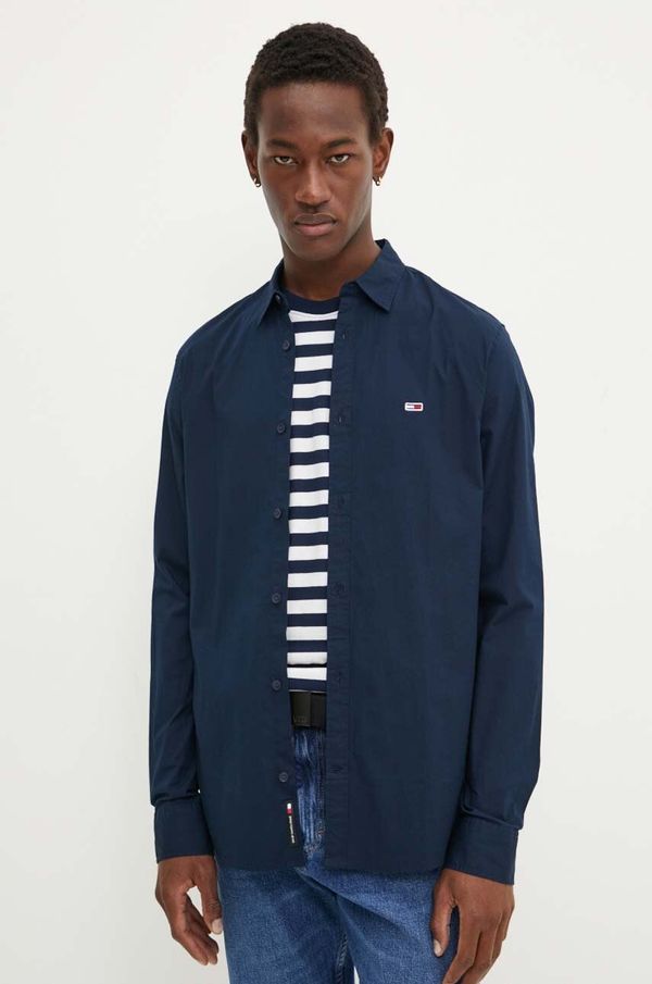 Tommy Jeans Košulja Tommy Jeans za muškarce, boja: tamno plava, slim, s klasičnim ovratnikom, DM0DM19519