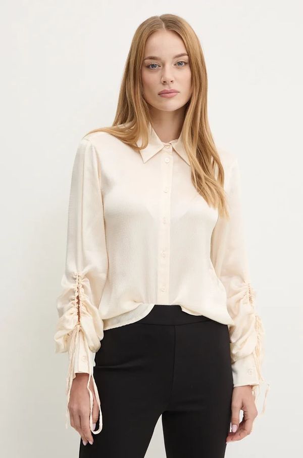 Twinset Košulja Twinset za žene, boja: bež, relaxed, s klasičnim ovratnikom, 242TP2477