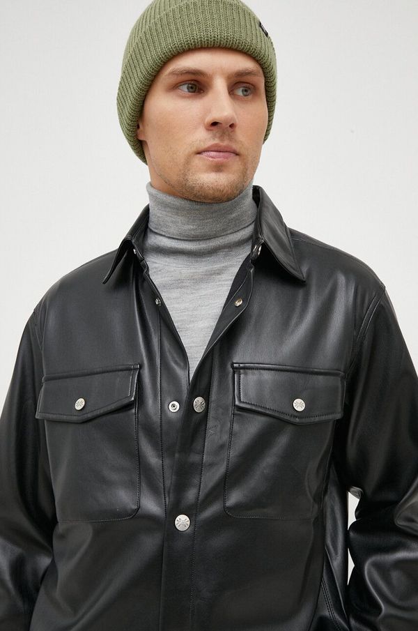 United Colors of Benetton Košulja United Colors of Benetton za muškarce, boja: crna, regular, s klasičnim ovratnikom