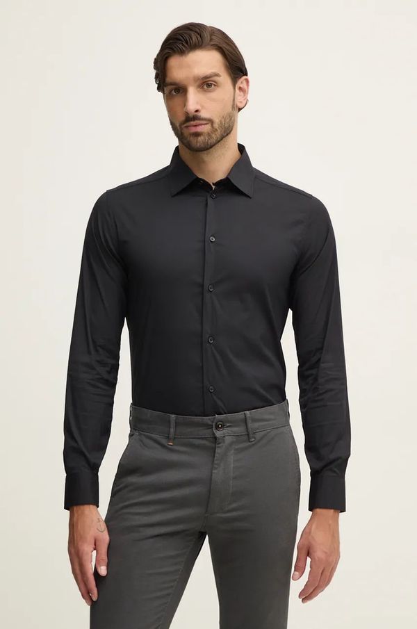 United Colors of Benetton Košulja United Colors of Benetton za muškarce, boja: crna, slim, s klasičnim ovratnikom, 5X3LUQ049