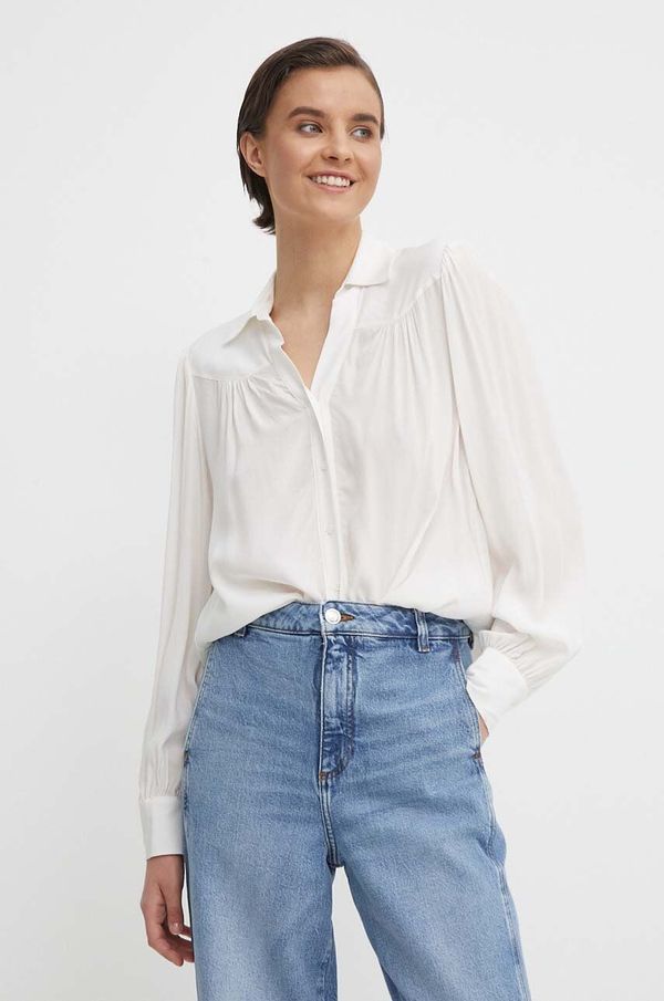 United Colors of Benetton Košulja United Colors of Benetton za žene, boja: bež, relaxed, s klasičnim ovratnikom