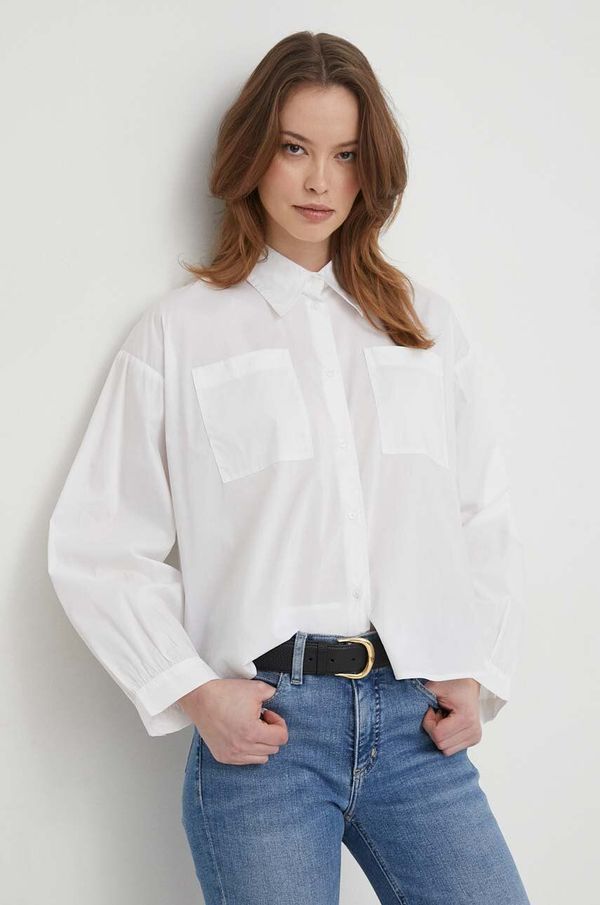 United Colors of Benetton Košulja United Colors of Benetton za žene, boja: bijela, relaxed, s klasičnim ovratnikom