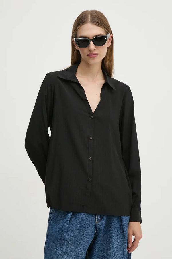 United Colors of Benetton Košulja United Colors of Benetton za žene, boja: crna, regular, s klasičnim ovratnikom, 59WJDQ09A