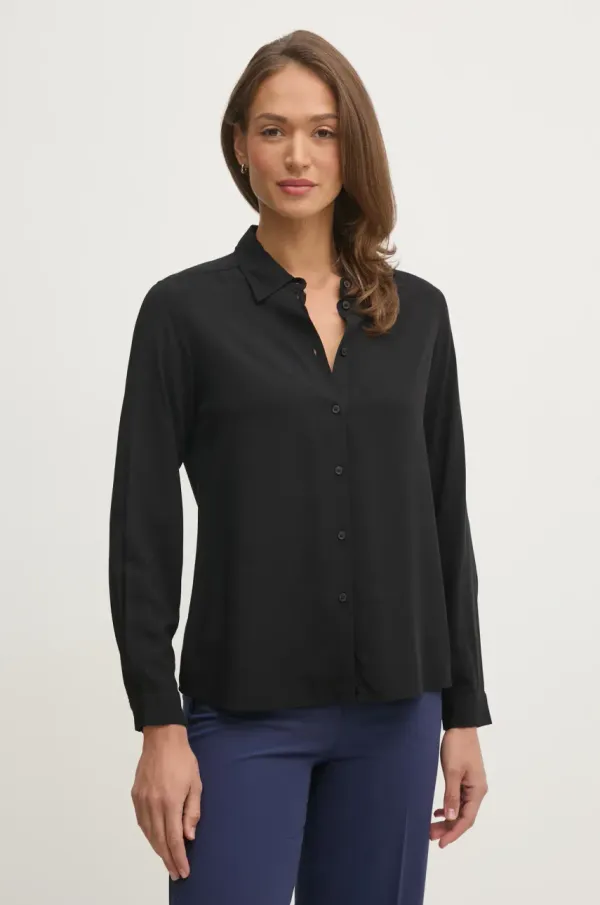 United Colors of Benetton Košulja United Colors of Benetton za žene, boja: crna, regular, s klasičnim ovratnikom, 5WPWDQ0B0