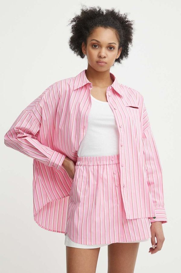 United Colors of Benetton Košulja United Colors of Benetton za žene, boja: ružičasta, relaxed, s klasičnim ovratnikom