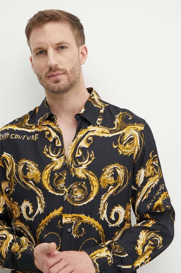 Versace Jeans Couture Košulja Versace Jeans Couture za muškarce, boja: crna, regular, s klasičnim ovratnikom, 77GAL2R0 NS508