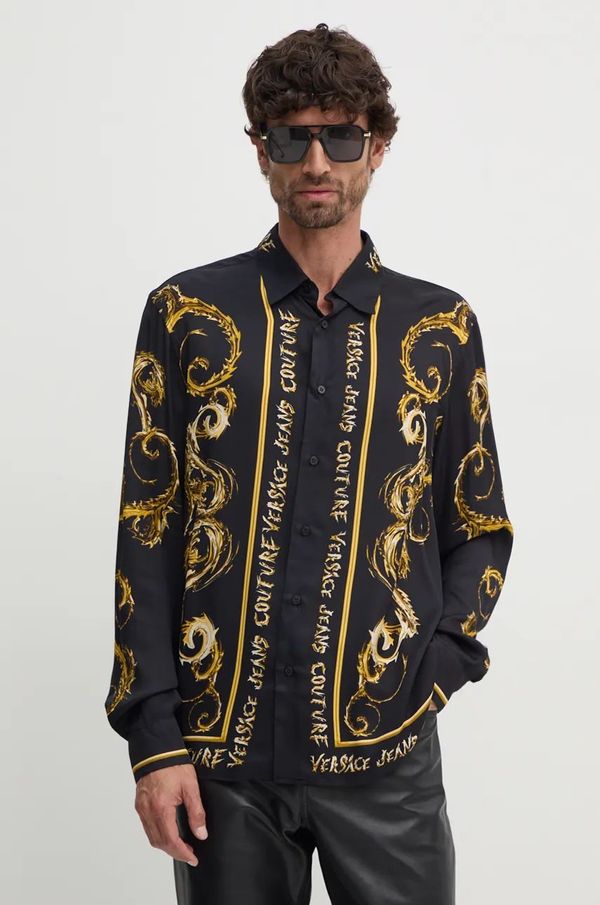 Versace Jeans Couture Košulja Versace Jeans Couture za muškarce, boja: crna, regular, s klasičnim ovratnikom, 77GAL2RC NS499