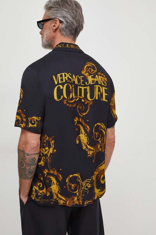Versace Jeans Couture Košulja Versace Jeans Couture za muškarce, boja: crna, relaxed, s klasičnim ovratnikom