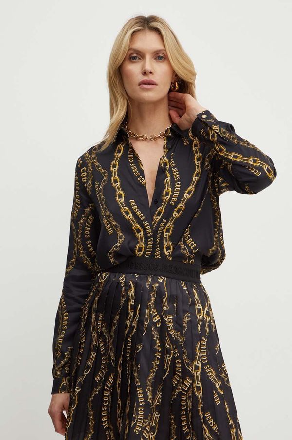 Versace Jeans Couture Košulja Versace Jeans Couture za žene, boja: crna, regular, s klasičnim ovratnikom, 77HAL201 NS526