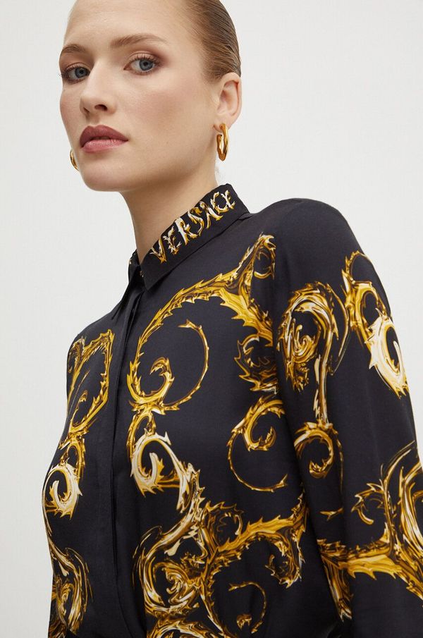 Versace Jeans Couture Košulja Versace Jeans Couture za žene, boja: crna, regular, s klasičnim ovratnikom, 77HAL2P1 NS540