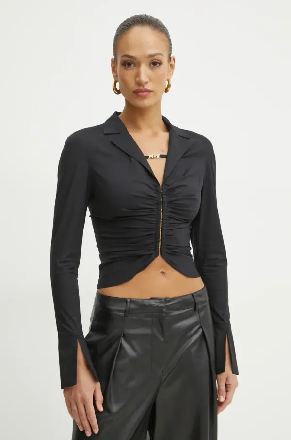 Versace Jeans Couture Košulja Versace Jeans Couture za žene, boja: crna, slim, s klasičnim ovratnikom, 78HAL203 N0431