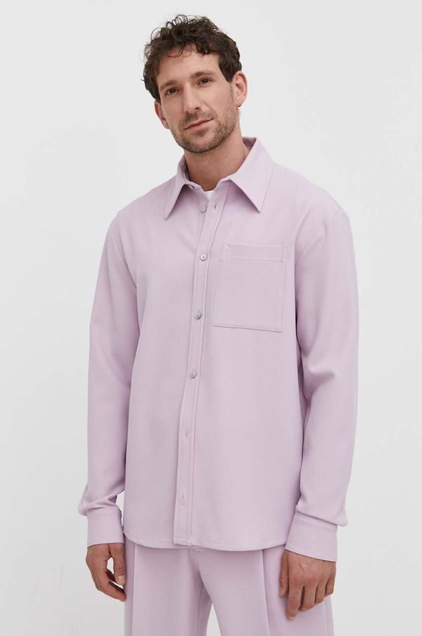 Won Hundred Košulja Won Hundred za muškarce, boja: ružičasta, regular, s klasičnim ovratnikom