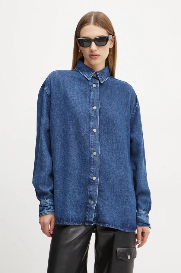 Won Hundred Košulja Won Hundred za žene, boja: tamno plava, relaxed, s klasičnim ovratnikom, 3617-15162