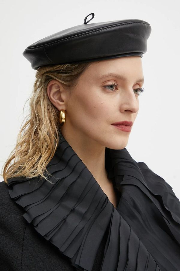 RUSLAN BAGINSKIY Kožna beretka Ruslan Baginskiy boja: crna, BRT033-L-PT