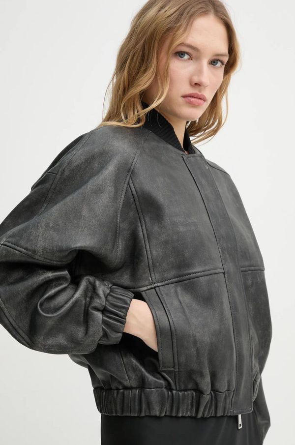 Aeron Kožna bomber jakna AERON KELLY za žene, boja: crna, za prijelazno razdoblje, JK125554