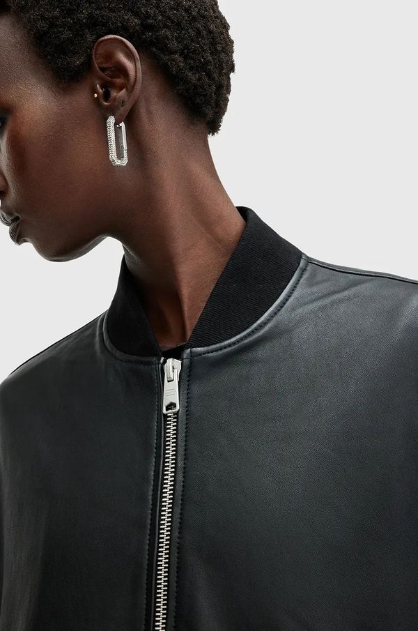 AllSaints Kožna bomber jakna AllSaints YARA za žene, boja: crna, za prijelazno razdoblje, W074LB