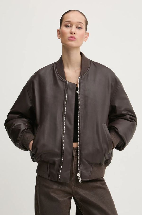 Miss Sixty Kožna bomber jakna Miss Sixty za žene, boja: smeđa, za zimu, 6L4LJ0460000