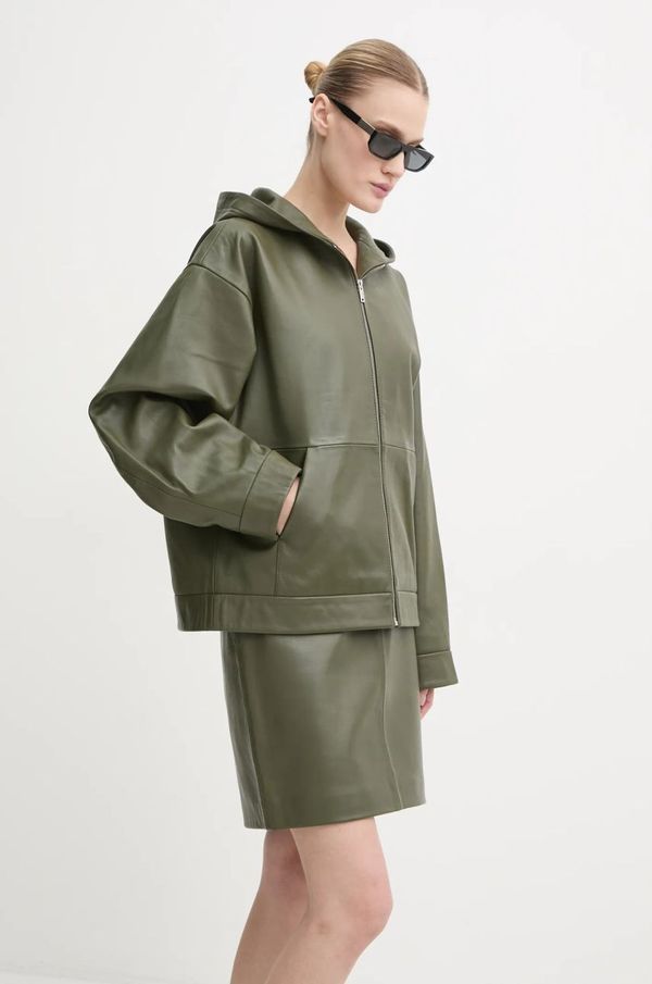 2NDDAY Kožna jakna 2NDDAY Vince za žene, boja: zelena, za prijelazno razdoblje, 2251512606